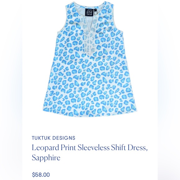 TukTuk Designs Leopard Print Sleeveless Shift Dress in Sapphire Size 9-10 - Picture 1 of 10